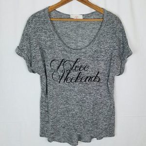 Blushed “I Love Weekends” T-shirt size Large